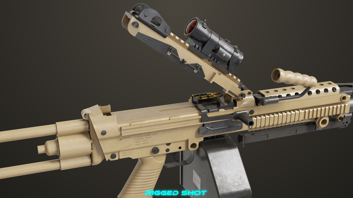 Machine Gun Sandal and Black Ammo Box URP HDRP Textures