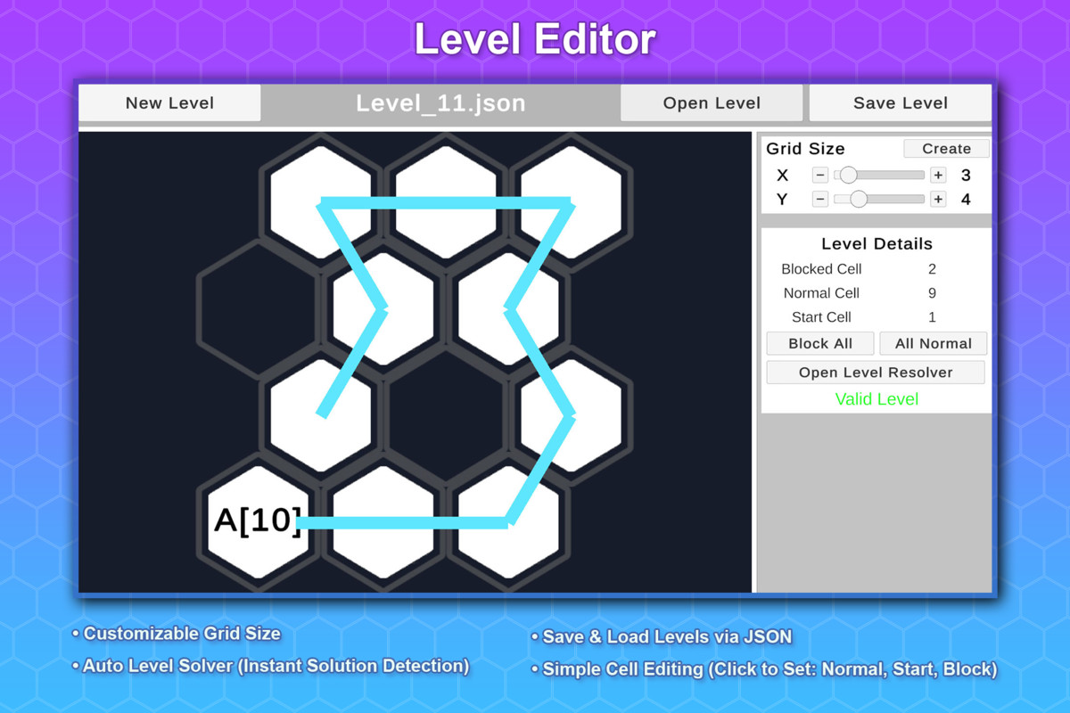 Hexa Fill Sort Template – Level Editor