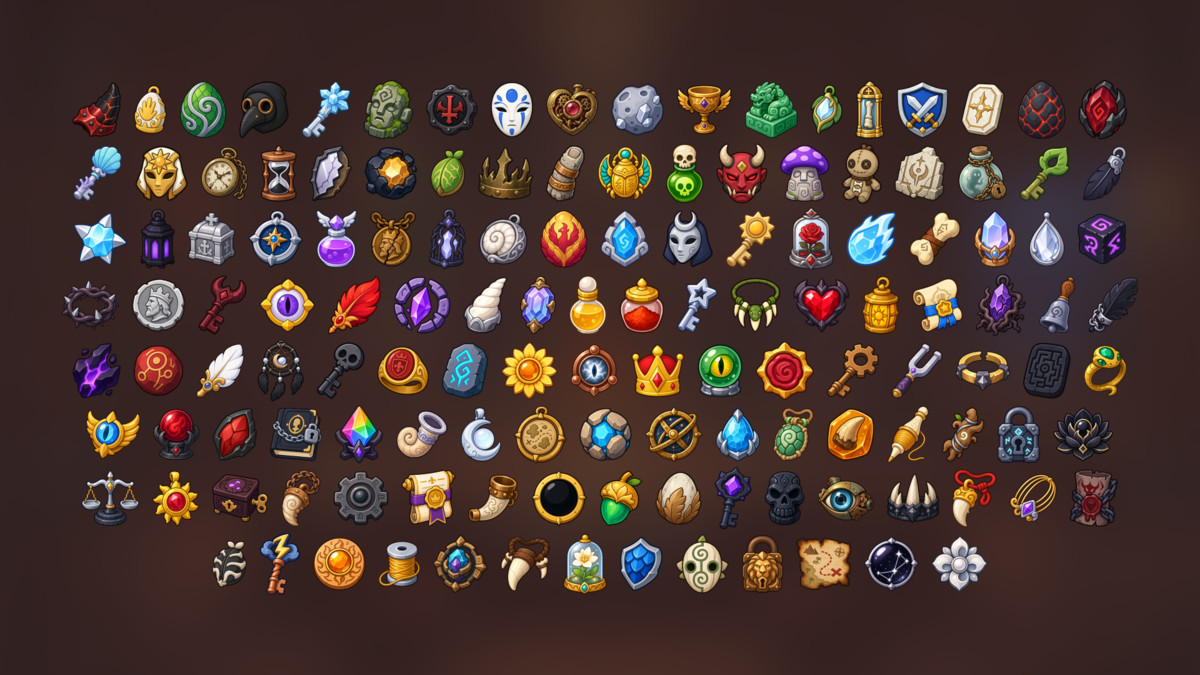 Fantasy Artifacts Magic Relics Runes Talismans Treasure Icons Pack
