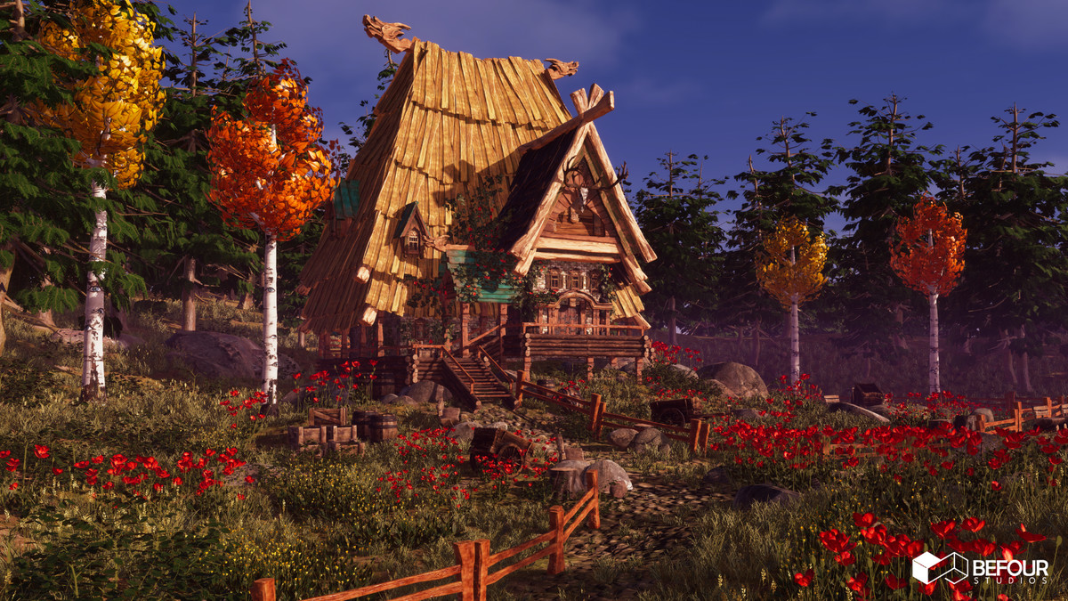 Fantasy Slavic Hut Environment (Stylized, House, Medieval )