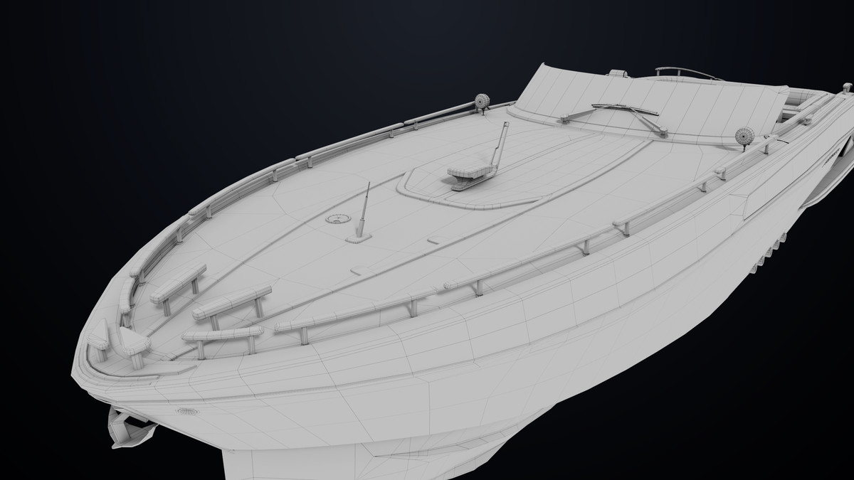 Yacht Boat 01 Black with Interior HDRP URP Textures