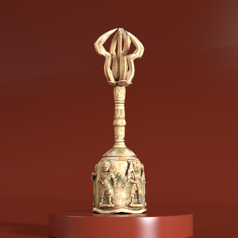 Ancient Buddhist Vajra Bell (Geumgangryeong) Low Poly PBR