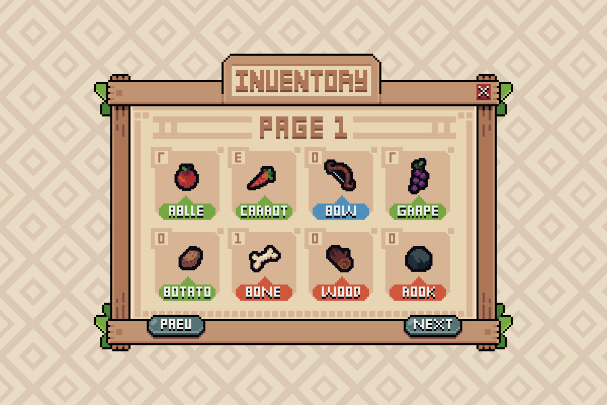 Pixel Vault UI Series | Wood UI V1 + Vault Font