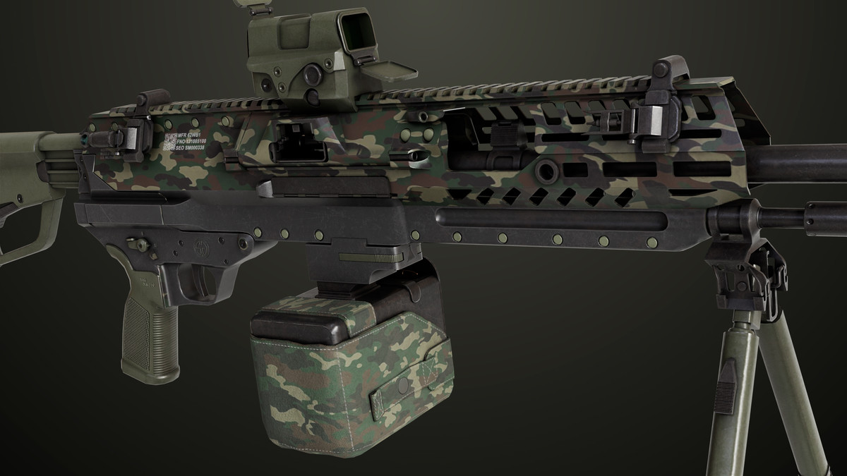 Machine Gun 14 Military Green URP HDRP Textures
