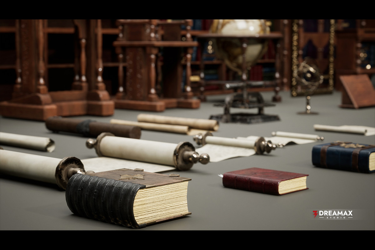 Medieval & Fantasy Library - Complete Scholar's Props Pack | Books, Scrolls