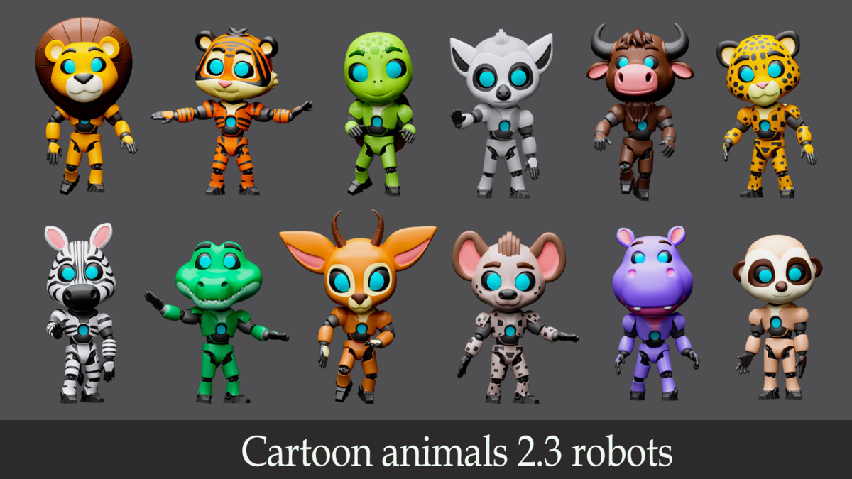 Cartoon characters animals 2 03 robots