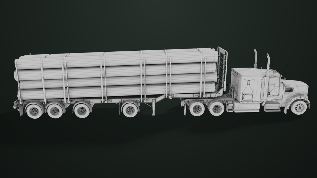 Truck 07 Log Trailer Green Version URP HDRP Textures