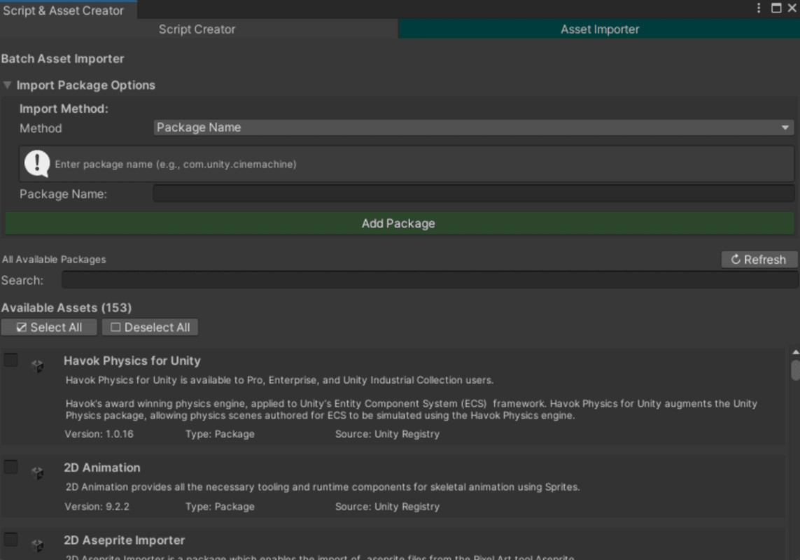 Batch Script & Asset Importer/Creator