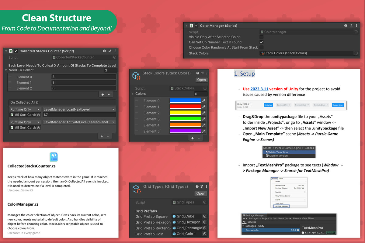 HyperCasual - Puzzle Game Engine Pack #2 - 5 Game Templates