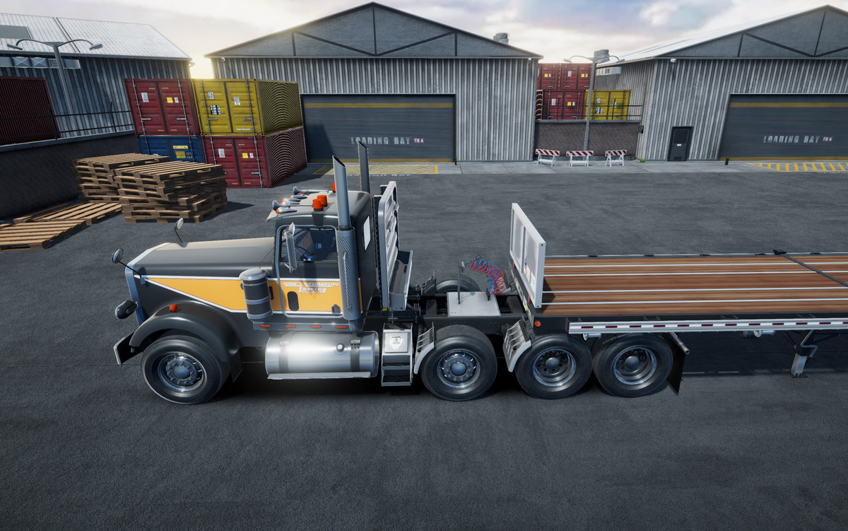Semi truck flatbed trailer