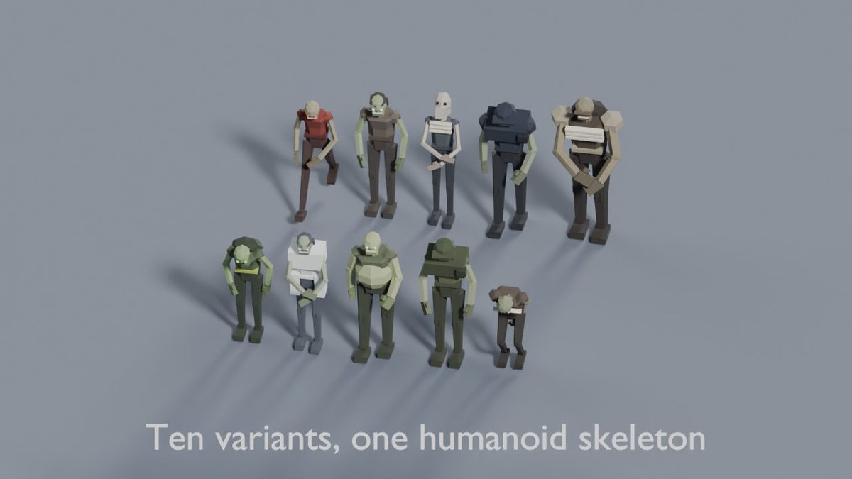 3D Zombie Pack - 10 Low Poly Humanoid Rigged Zombies