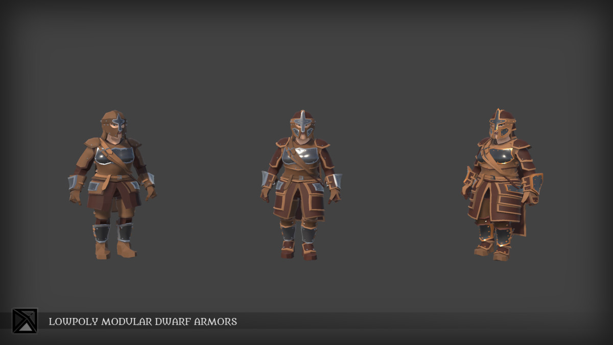 Lowpoly Dwarves Modular Armors Bundle- MEDIEVAL FANTASY SERIES