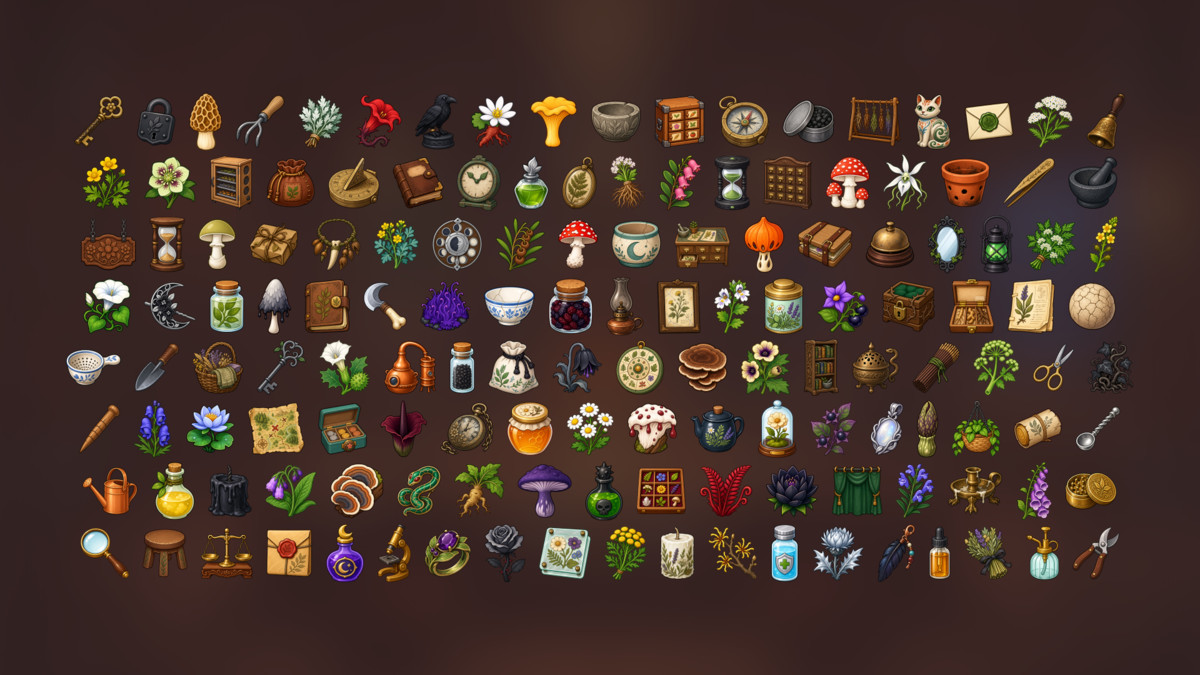 Herbalism Apothecary Botanical Alchemy Medicinal Plants Icons Pack