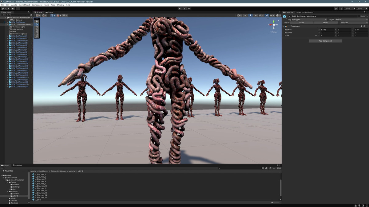 Bio Lines: Gut Woman, a Humanoid Character for horror games