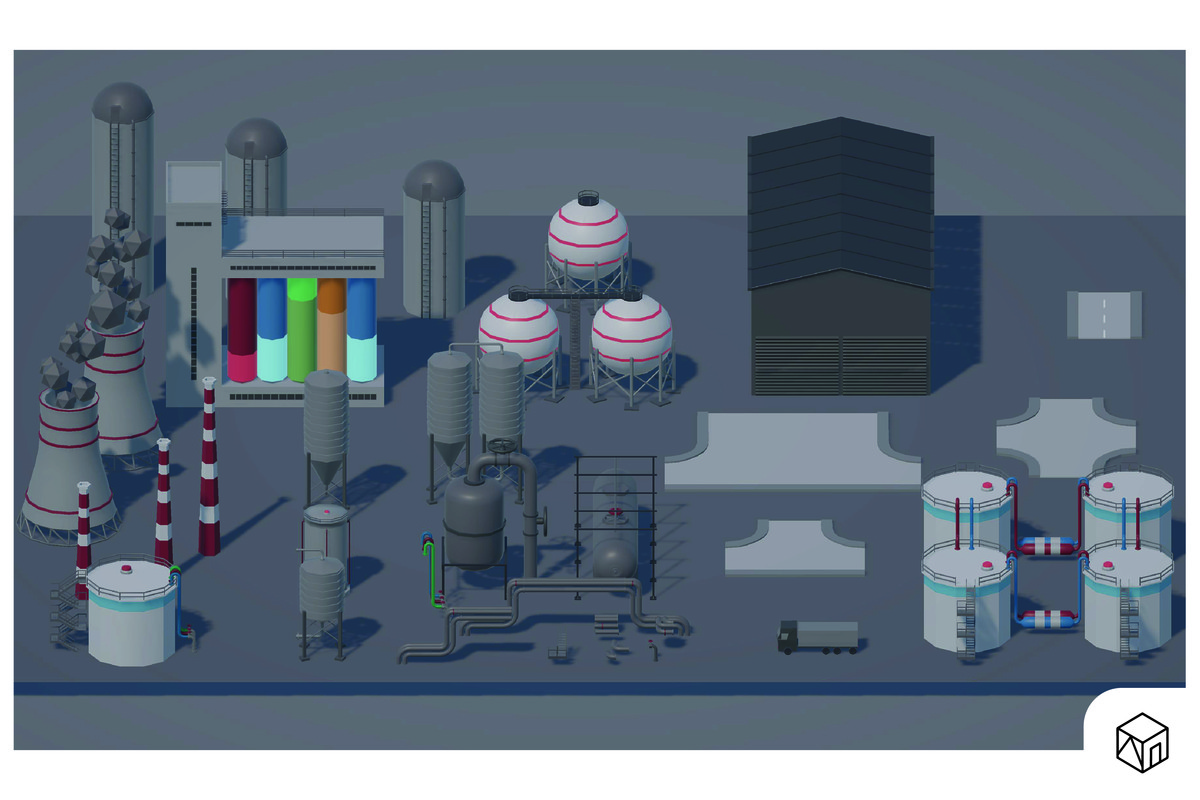 3D Low Poly Industrial Kitbash