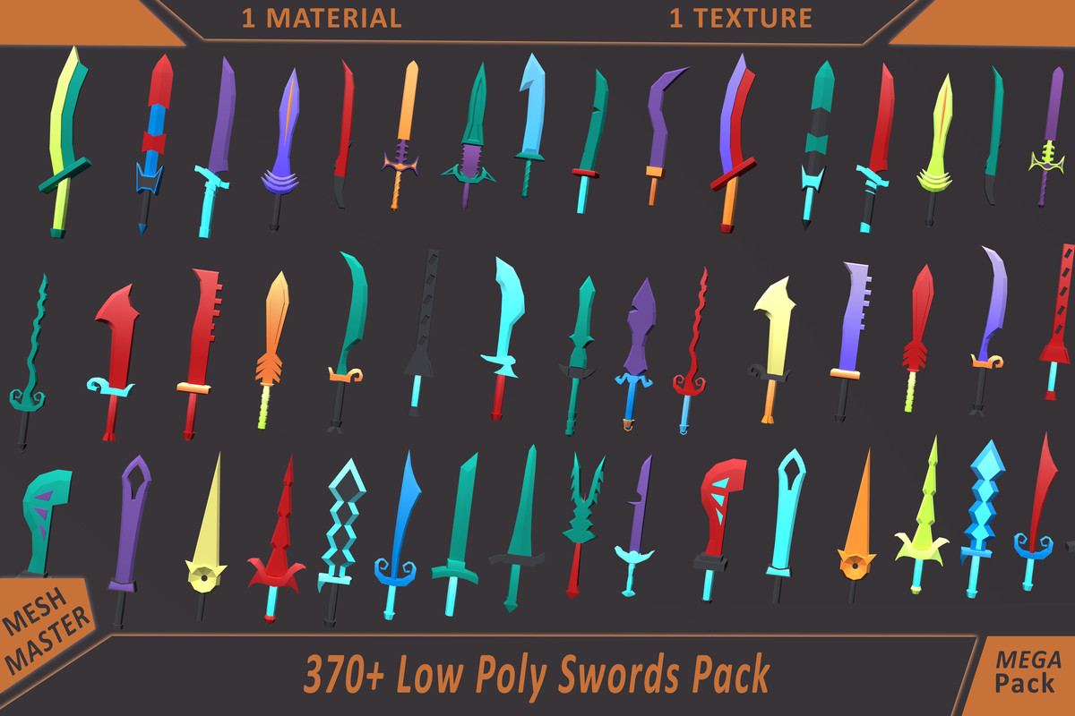 Low Poly Sword Library – 370+ Models