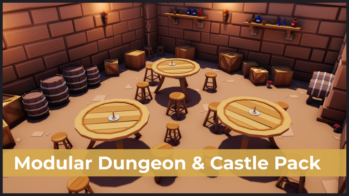 Modular Dungeon & Castle Pack – Stylized Low Poly