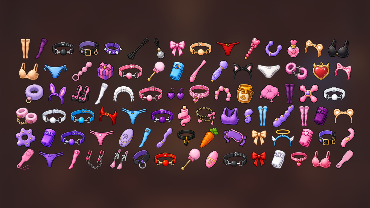 Adult Romance Lingerie Sex Shop Icons Pack for Dating Simulation and 18+ Games