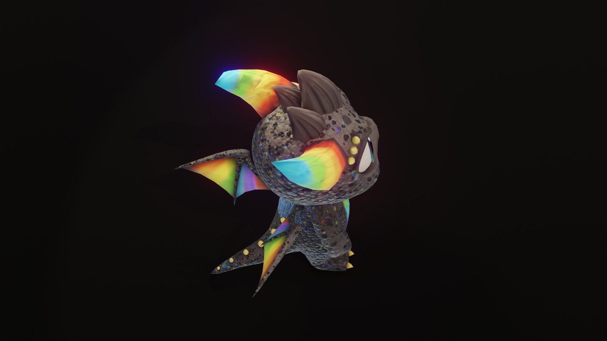 Cartoon Rainbow Dragon 3D Model (Low-Poly, Game-Ready, Animated, Built-In)