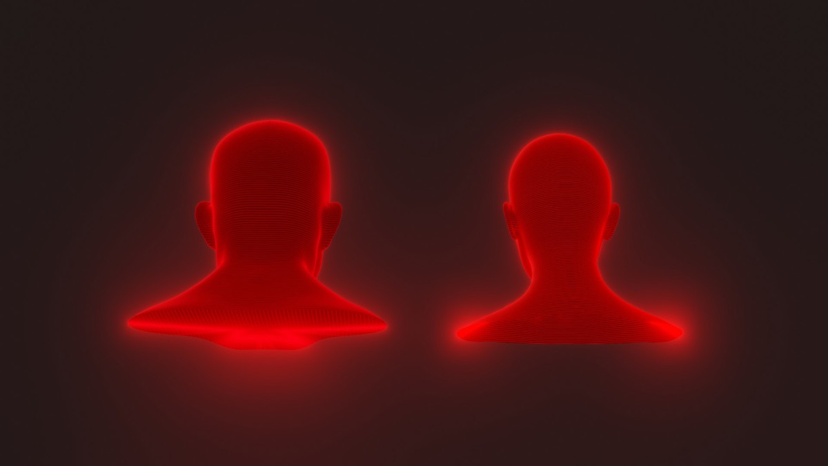 Sci-Fi Red Hologram Male Female Heads 3D Model Pack - Animated, Blend Shapes