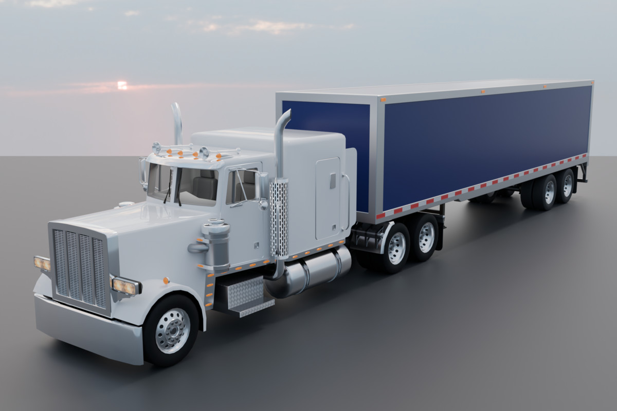 Realistic American Semi Truck + Box Trailer | 11 Truck + 8 Trailer Colors | PBR