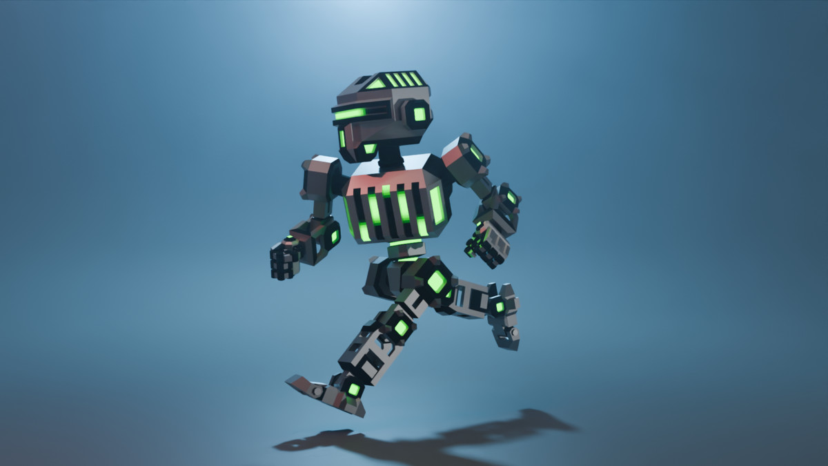 Sci-Fi Robot X-25.3 low-poly stylized