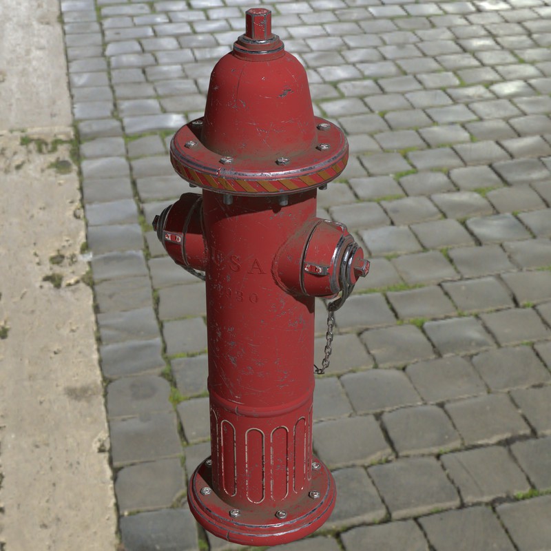 Low Poly Fire Hydrant - 3 Texture Variants Pack