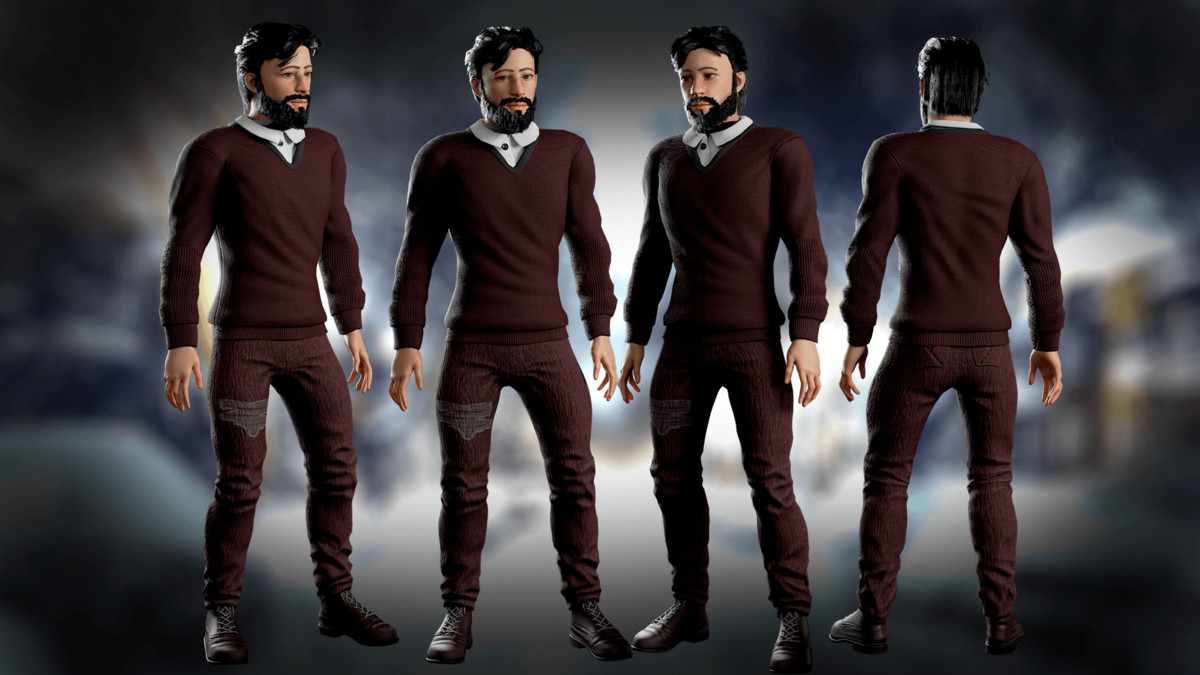 Office Winter Man – Modular Game Character