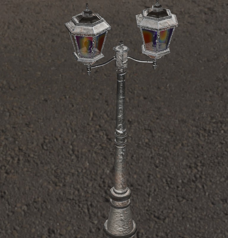 Ornate Double Street Lamp - 4 Texture Variants Pack