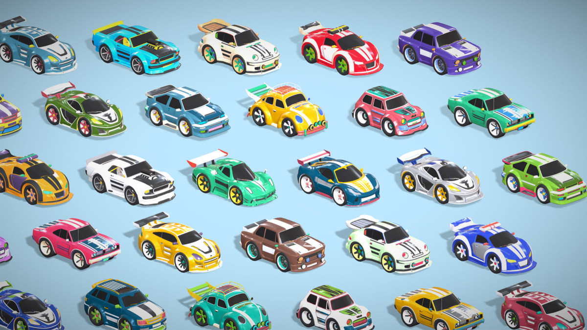 Tiny Sports Car Pack - 66 Low Poly Cute Toon Style Mini Racing Cars Chibi Style