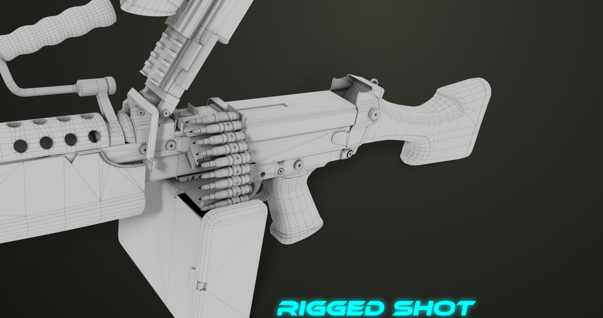 Machine Gun Sandal and Black Ammo Box URP HDRP Textures