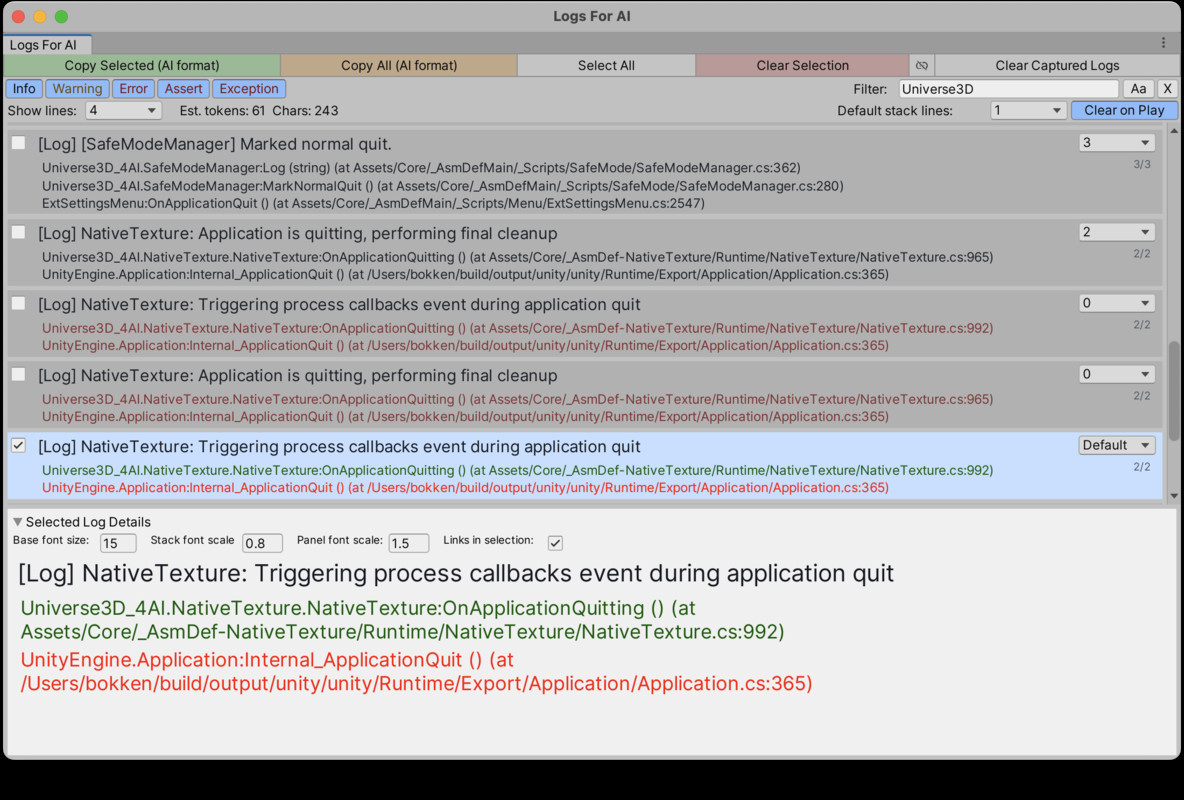 Logs for AI