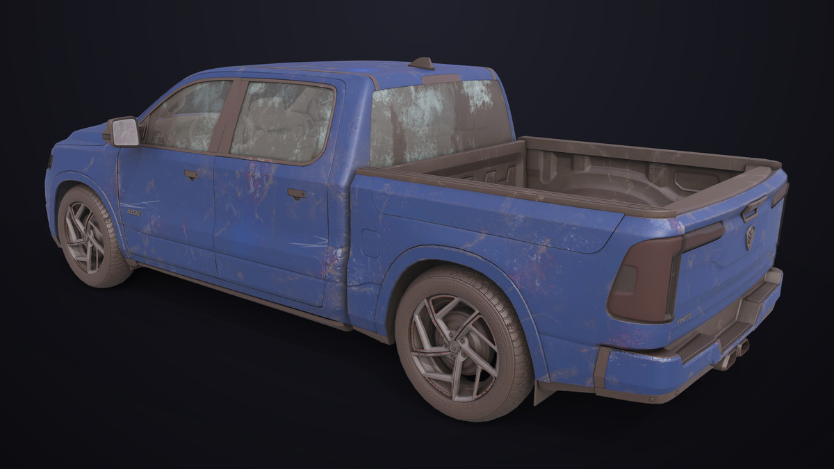 Pickup Truck 03 Blue Dusty URP HDRP Textures