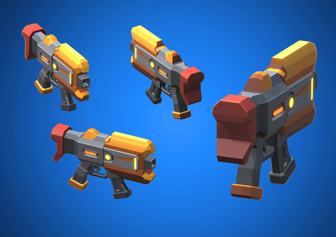Low Poly Sci-Fi Blaster Pack Vol. 2 - Retro Style