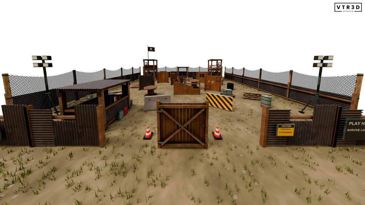 Paintball Field Modular Pack - 74 Textured Environment Assets