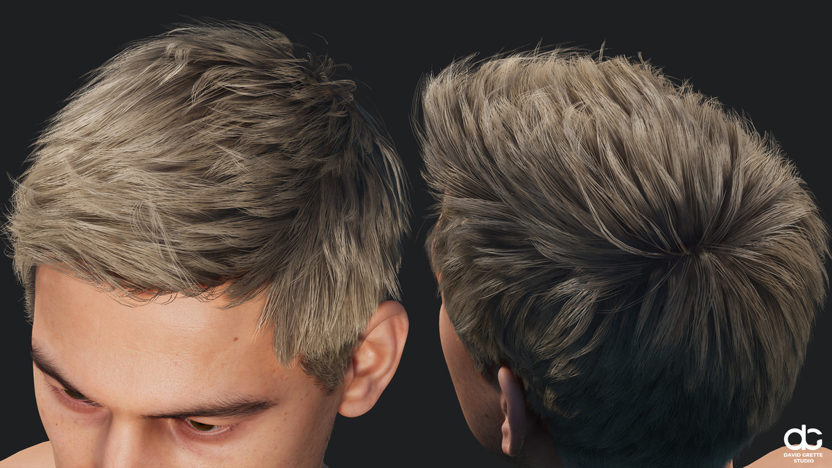 Realistic male hairstyles, pack #6 | Rigged hair, game-ready, low-poly