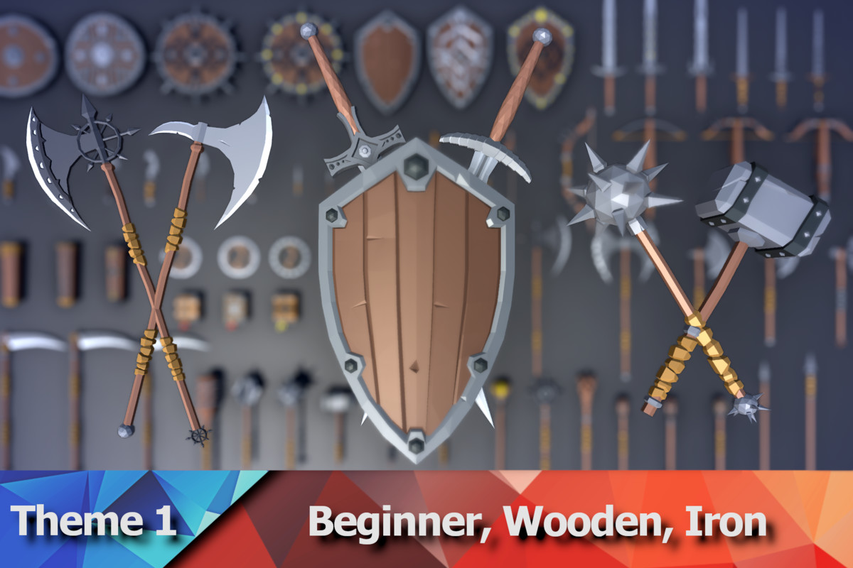900 Low Poly Fantasy RPG Weapons - Ultimate 3D Pack