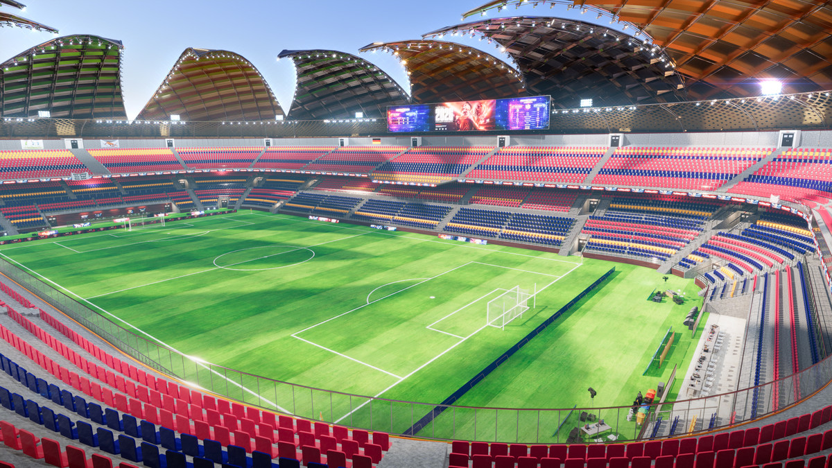 Modular Soccer Football Stadium Arena With 4 Roofs - Sport Environment 3d Level