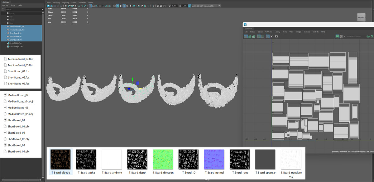 Short to Medium Boxed Beard Growth Pack Vol. 1 - 5 Real-Time Facial Hair Styles