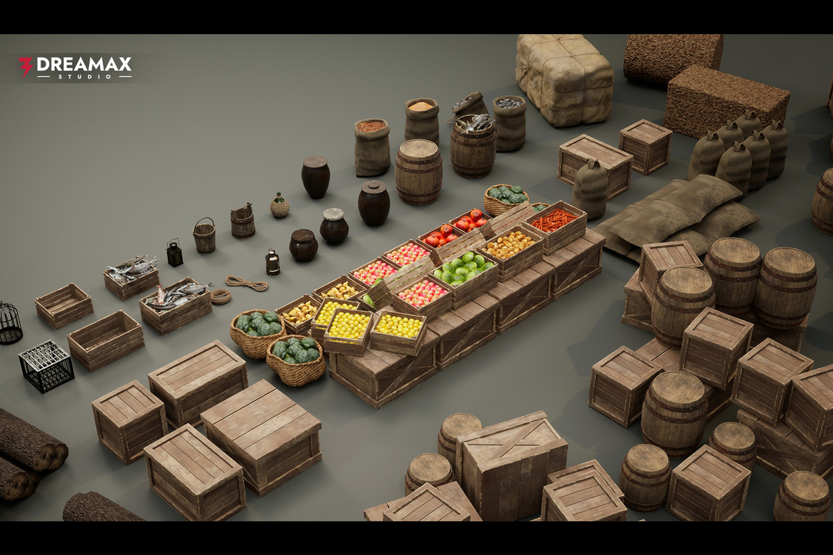 Medieval Market Props - Merchant, Village, Harbor & Fantasy RPG Assets Vol.1