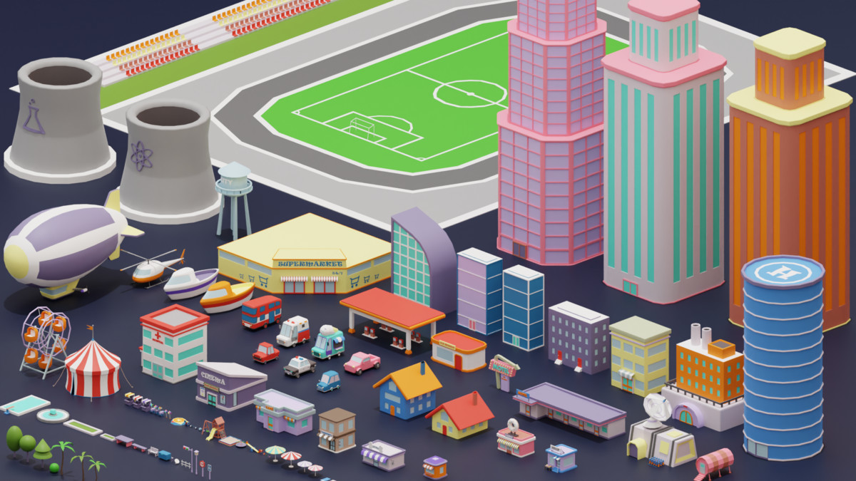 Low Poly City Pack – Buildings, Roads & Urban Props