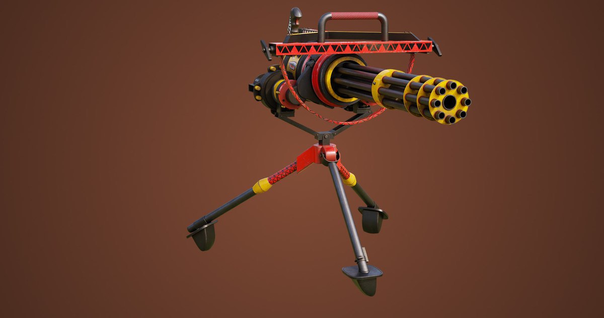Minigun Machine Gun RED URP HDRP