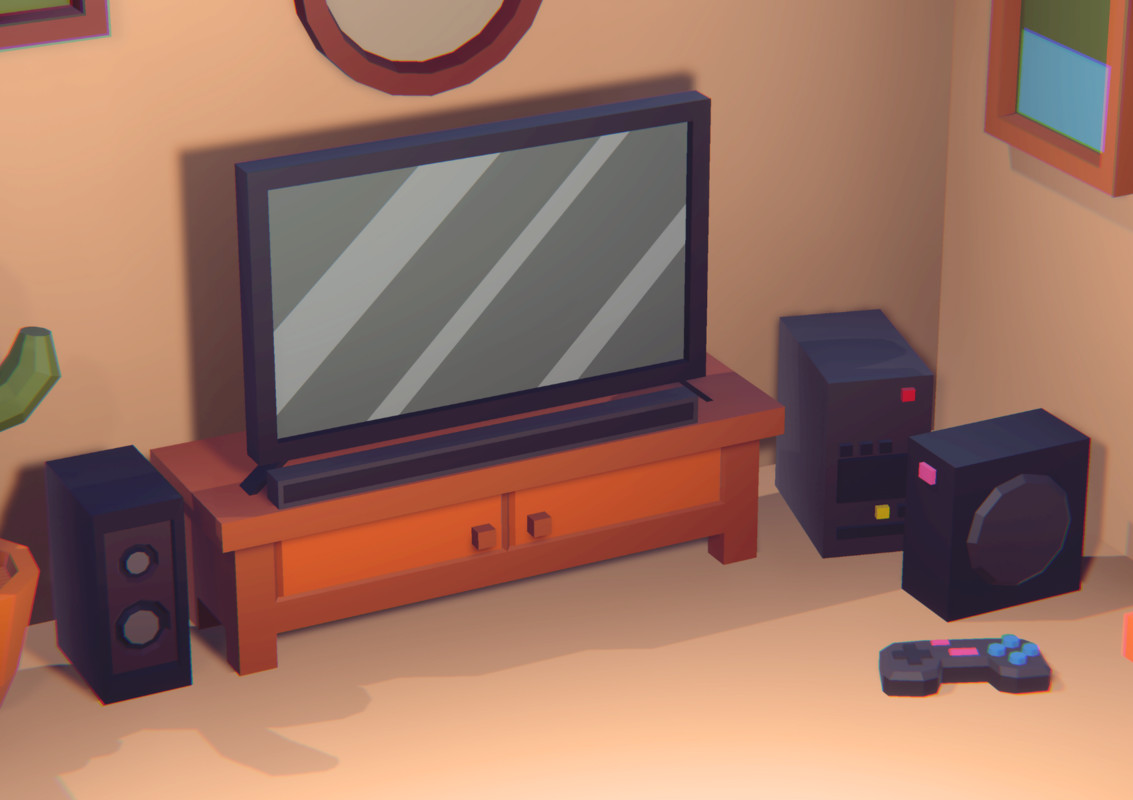 Low Poly Living Room Pack (71 Models) - Cozy Interior Furniture & Props