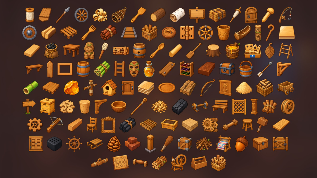 Woodworking Carpentry Lumber Crafting Furniture Resources Icons Pack
