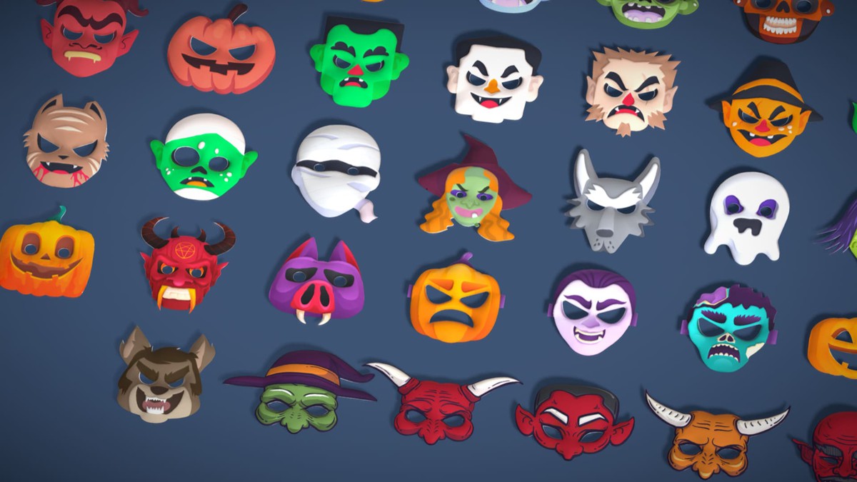 73 Halloween Masks Pack – Toon Horror Ghosts Evil Fantasy Collection