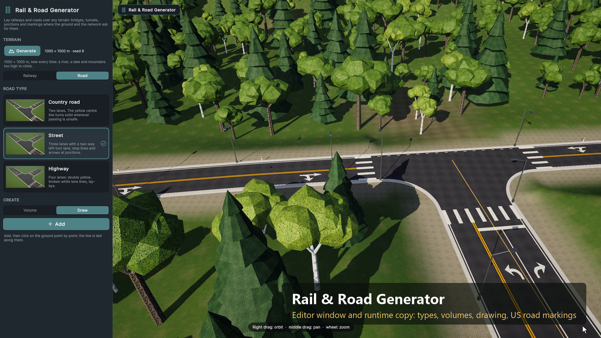 Real Roads & Tracks - Procedural Road, Railway & Roller Coaster Generator