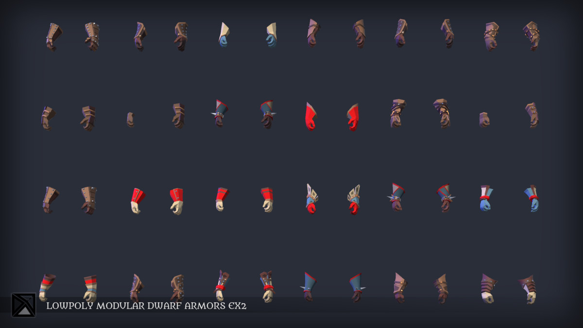 Lowpoly Dwarfs Modular Armors Ex2 - MEDIEVAL FANTASY SERIES