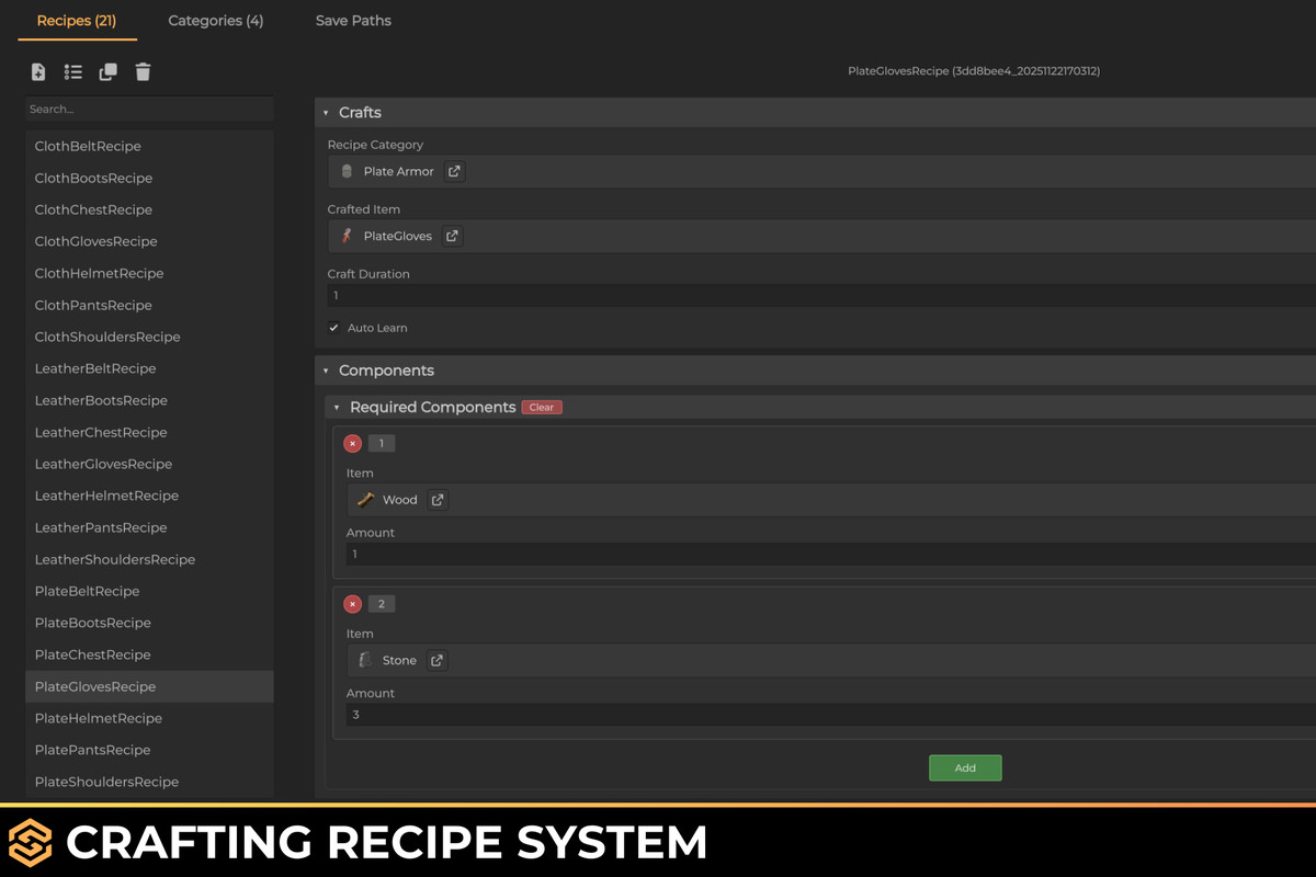 Crafting system for Spark