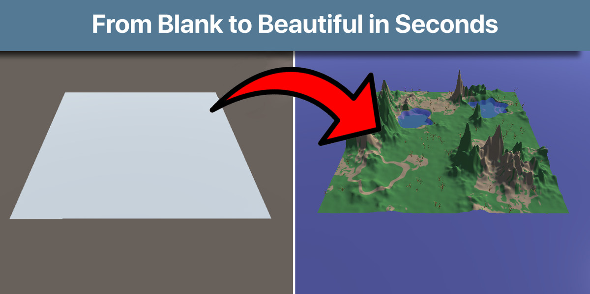 Procedural Terrain Generator with Lakes, Forests, Grass and Texture Blending