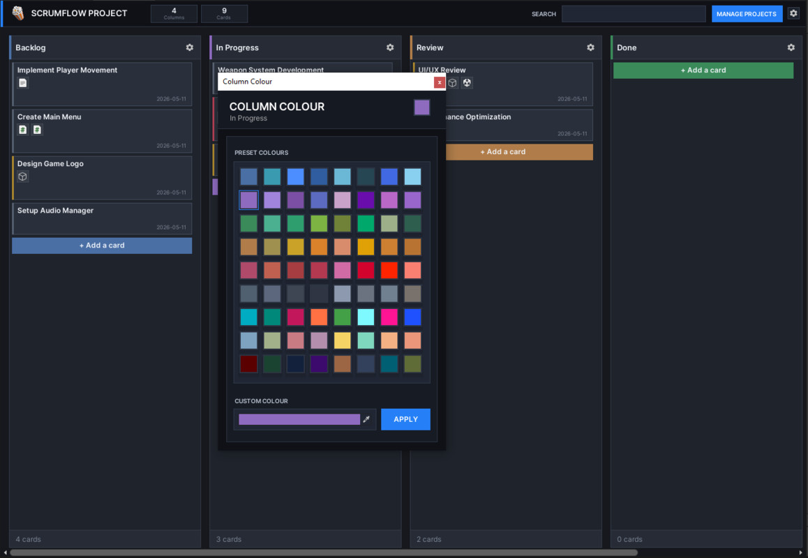 ScrumFlow - Professional Kanban Board System